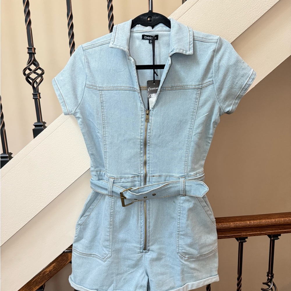 Bebe Stone Blue Denim Romper